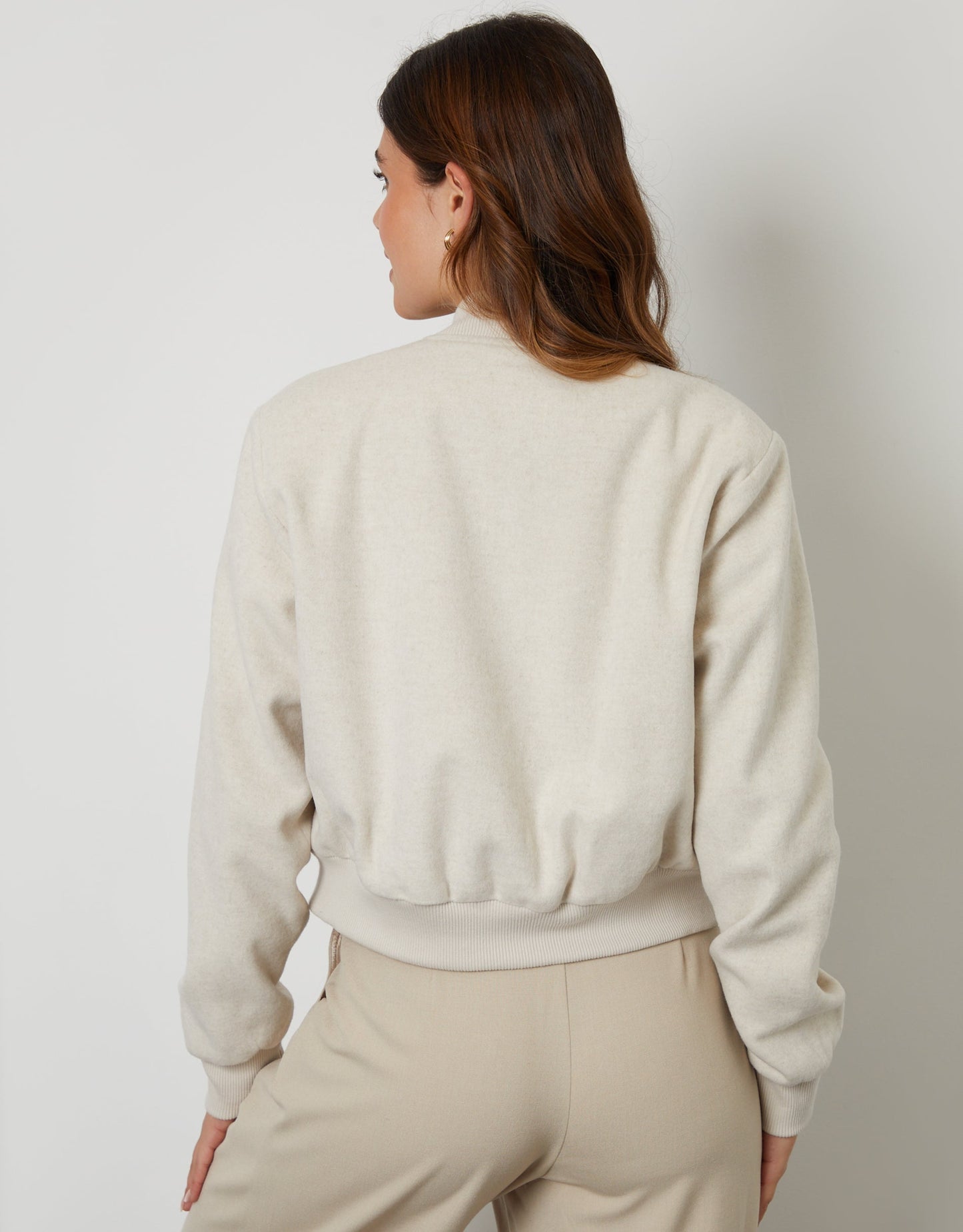 Women's Ecru Brushed Cropped Bomber Jacket